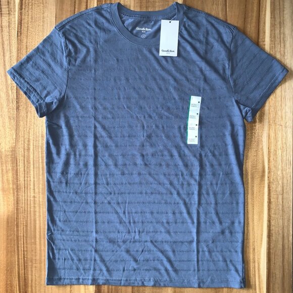 Goodfellow & Co Mens Blue Striped Short Sleeve Casual T-Shirt Size Medium - Picture 5 of 9